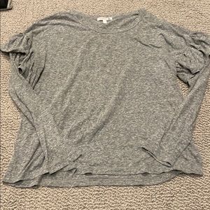 Sundry Grey Long Sleeve Ruffle Tee